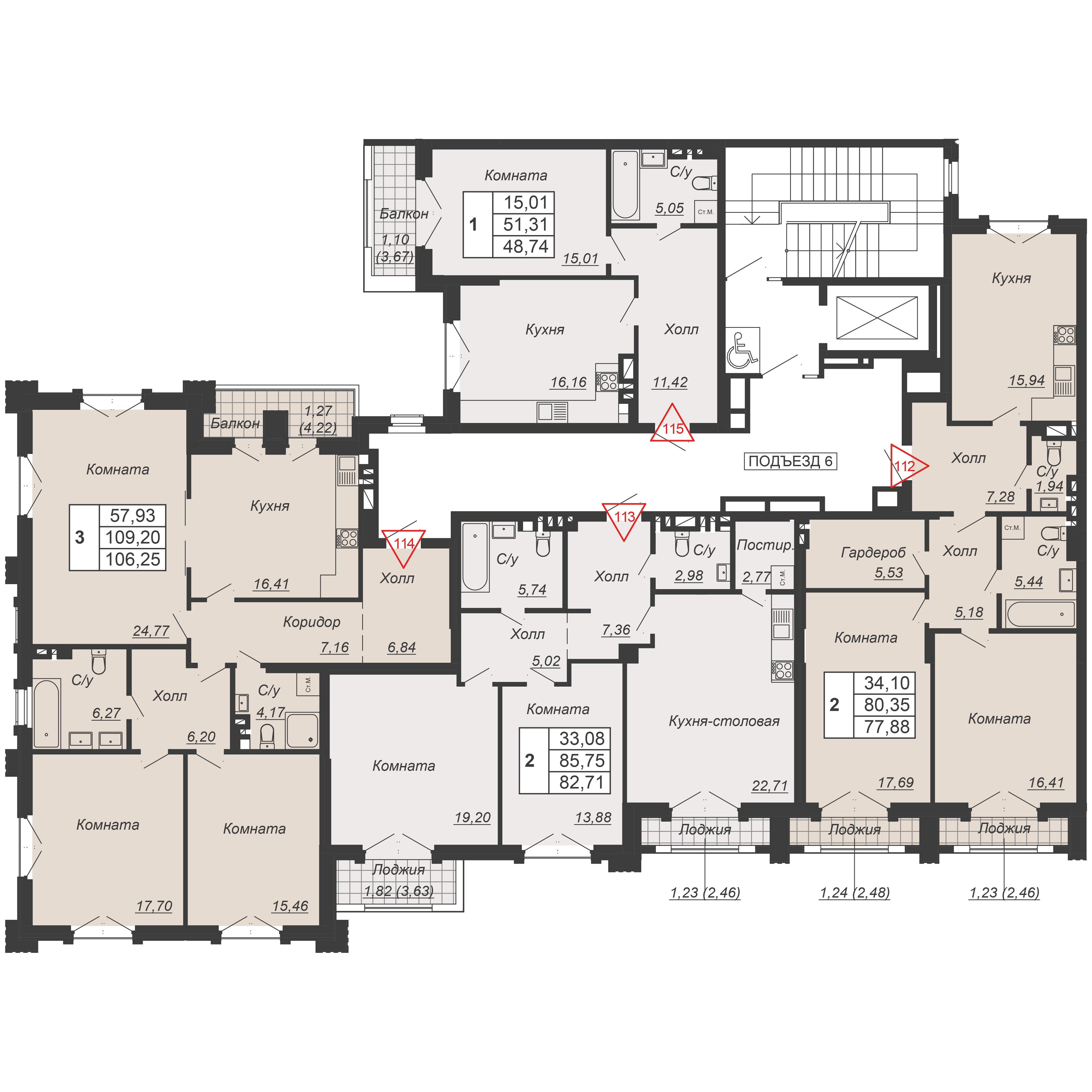 Планировка на этаже